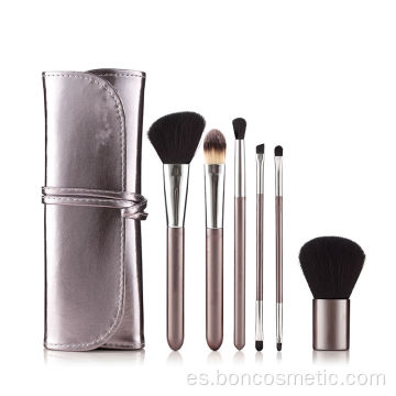 Set de 6 pinceles de maquillaje cosmético profesional de viaje vegano